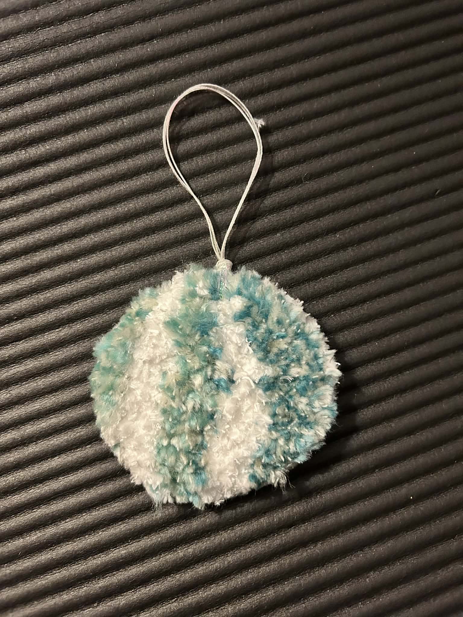 *Tufted Holiday Blue & White Ornament*