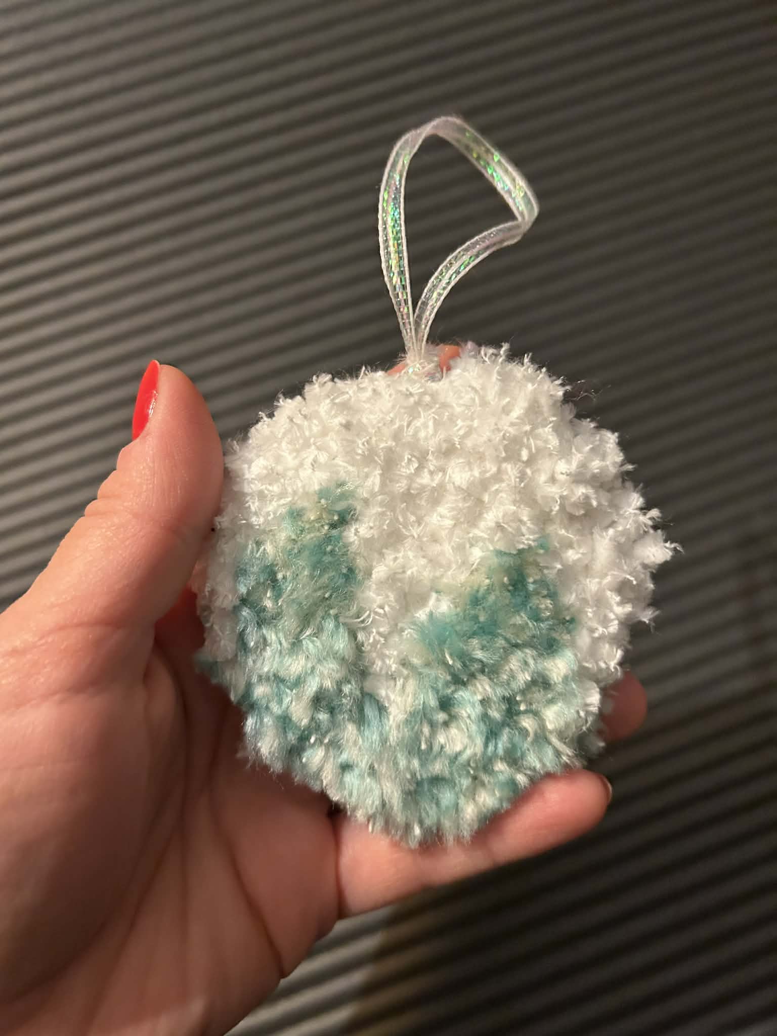 *Tufted Holiday Blue & White Version 2 Ornament*