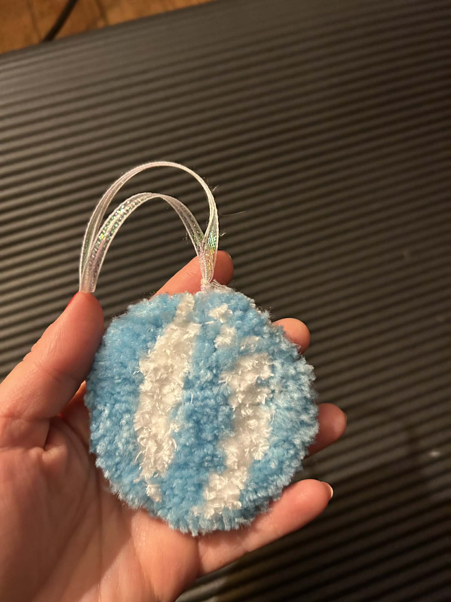 *Tufted Holiday Blue & White Version 4 Ornament*